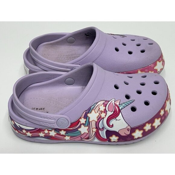 Crocs Unicorn Classic Clogs Lavender Purple Pink Size C11 Youth Child Girls - Picture 1 of 7